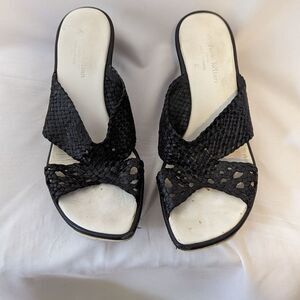 Stephane Kelian Y2K Woven Leather Wedge Slip On Sandal - 9.5